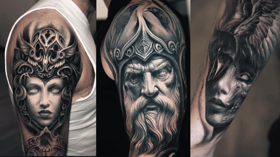 Odin Portrait  Tattoos, Norse tattoo, Mythology tattoos