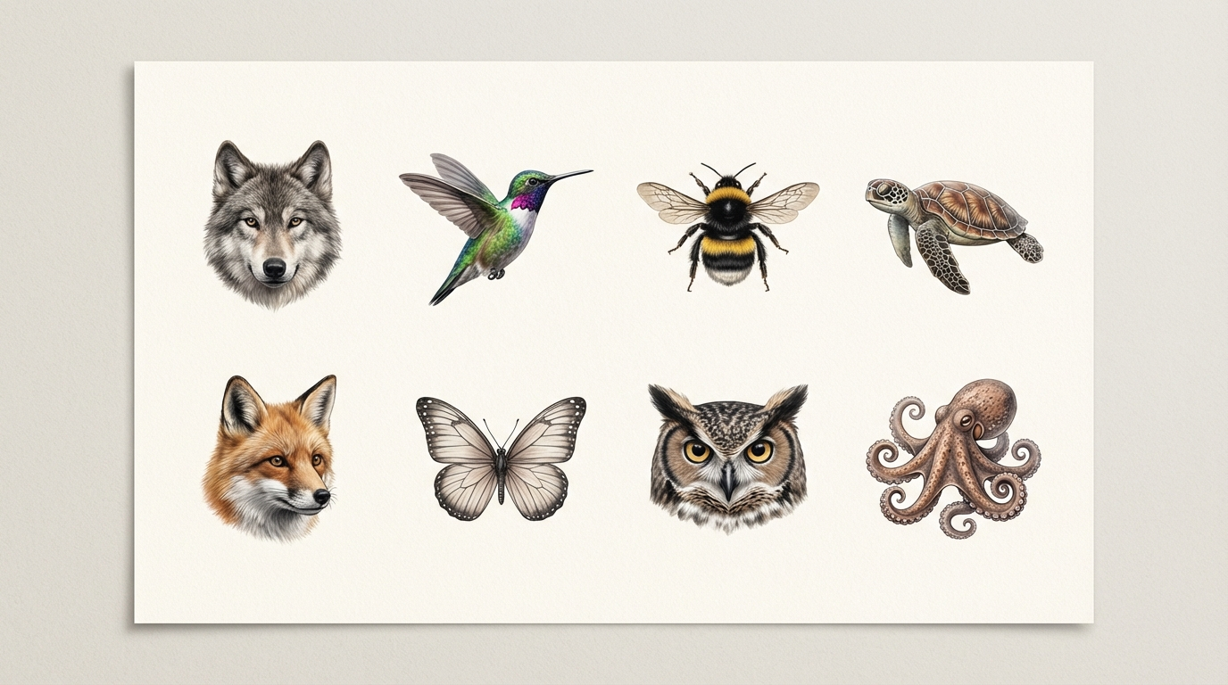 photoreal editorial flash sheet horizontal 16 tattoo by Darwin Enriquez NYC. realism-tattoo-arm