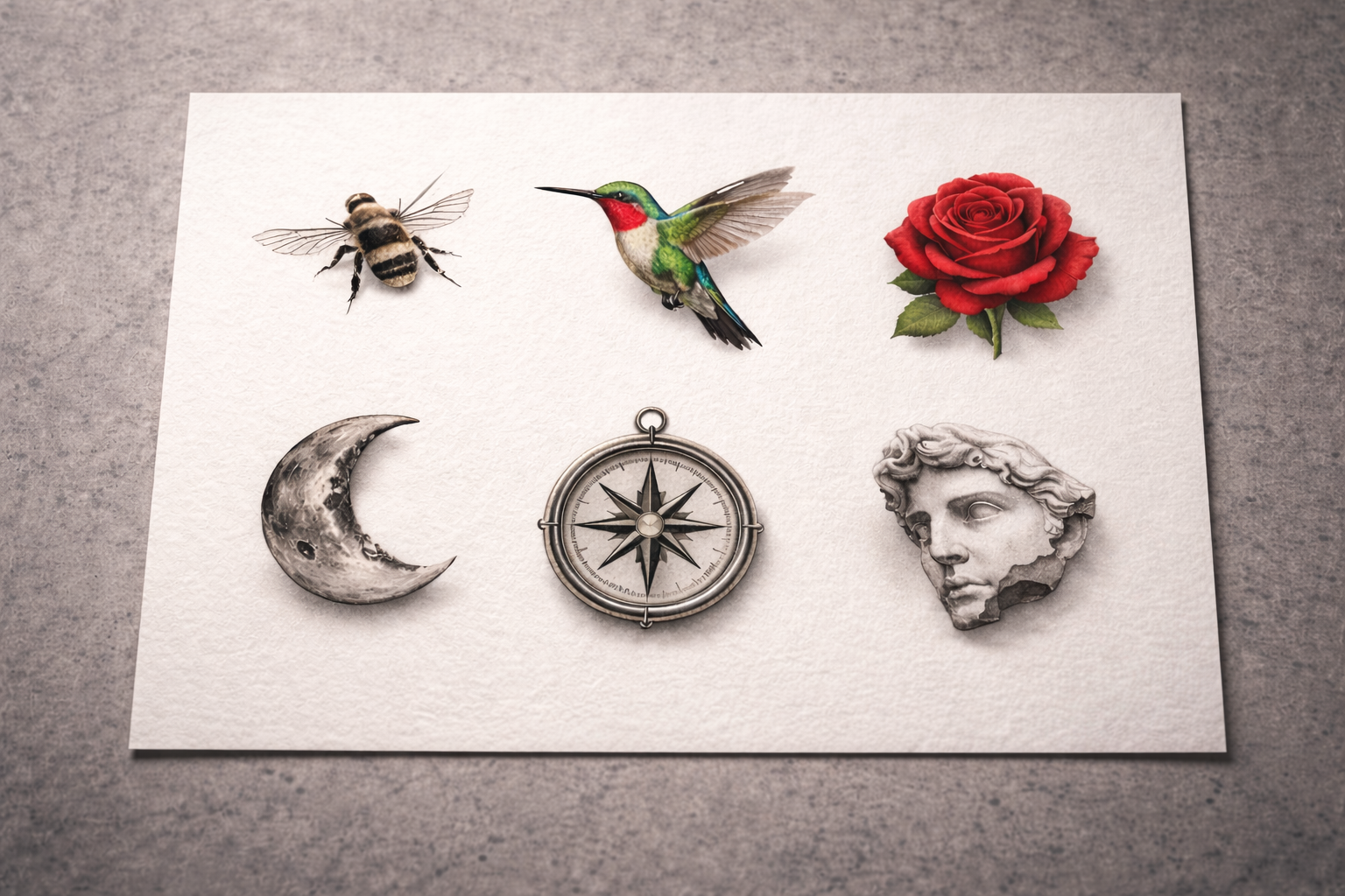 small micro realism tattoo flash designs